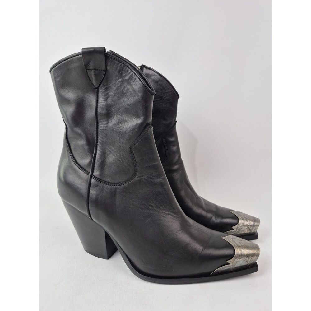 Free People Women's Black Brayden Western Leather Boots Size 40